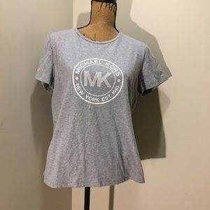 Michael Michael Kors EUC short sleeve logo grey tee sz L